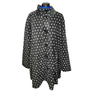 NWT‎ Woman Within 30/32 black/white pattern fleece long A line car coat